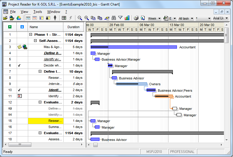Microsoft Project Viewer Screenshot